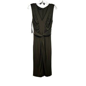 Bebe Women's Sleeveless V-Neck Ruched Sheath Dress Green Size Small